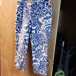 Chico's Blue and White Patterned Pants